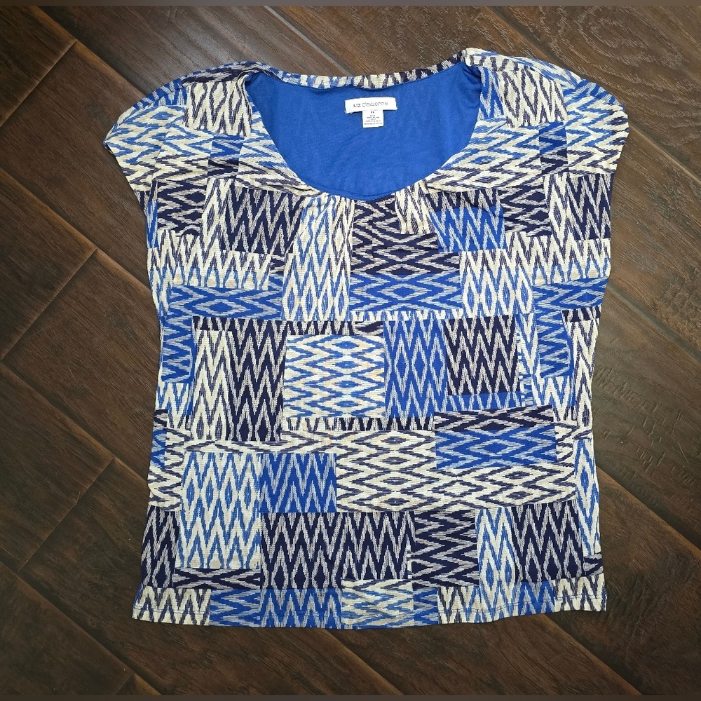 Liz Claiborne Womens Stretchy Cap Sleeve Lined Blouse XL